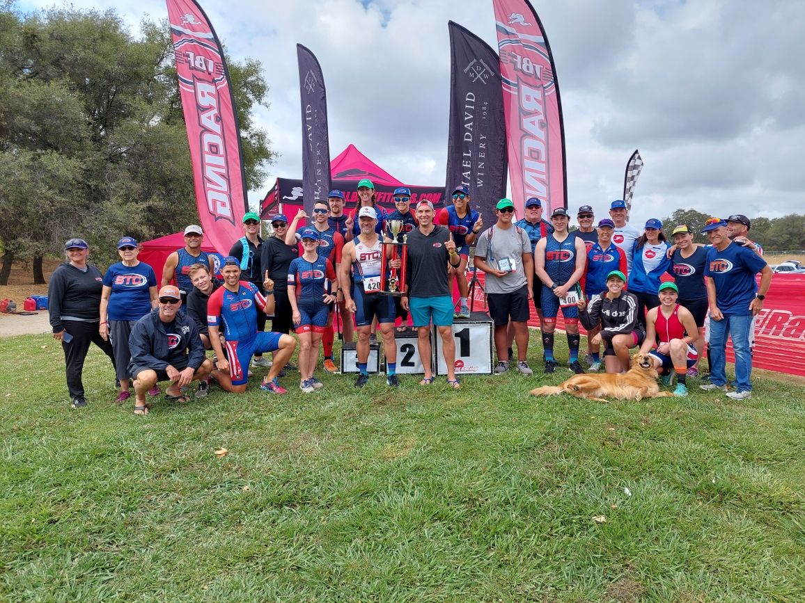 Group photo of the 2024 Tri Club Champions, Sacramento Triathlon Club (STC).